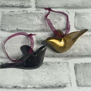 Dove ornaments brass and pewter (gold/silver) Preowned. Made in India. Scratches